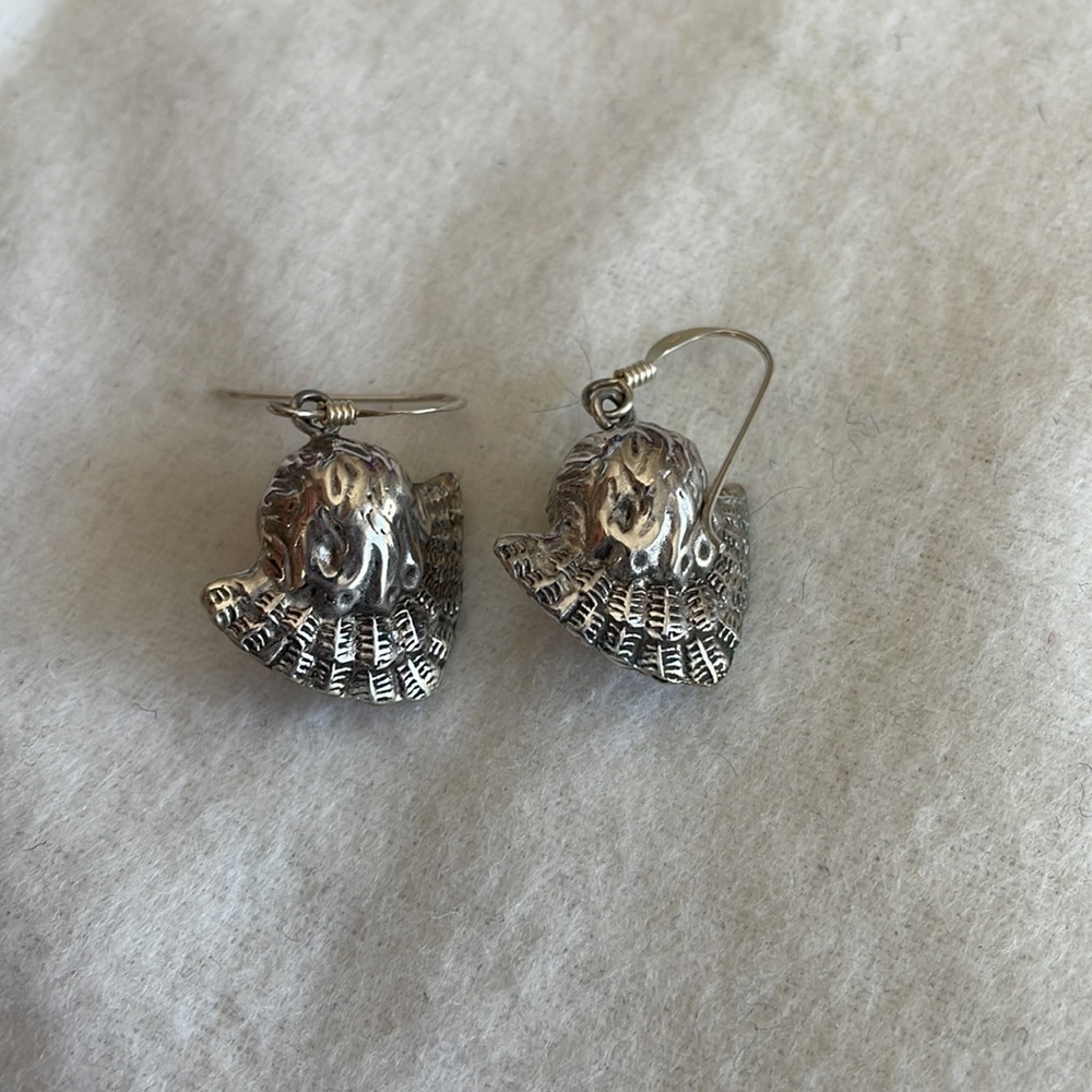 Vintage Sterling Silver Cupid Earrings - Picture 2 of 5